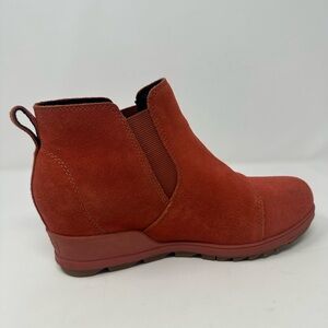 SOREL Evie Suede Waterproof Wedge Ankle Booties Burnt Orange Women Size 8